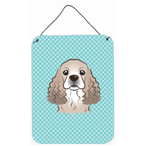 Carolines Treasures Checkerboard Blue Cocker Spaniel Wall and Door Hanging Prints - BB1154DS1216