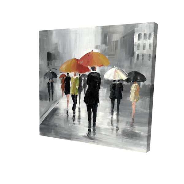 Begin Home Decor 16 x 16 in. Street Scene with Umbrellas-Print on Canvas - 2080-1616-ST1