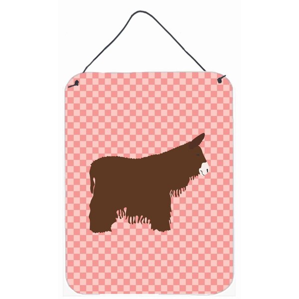 Carolines Treasures Poitou Poiteuin Donkey Pink Check Wall or Door Hanging Prints - BB7852DS1216