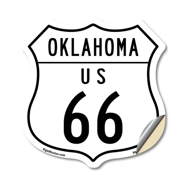 Signmission Oklahoma Route Marker Shield Sign Us 66, 18 Inch X 18 Inch, Vinyl Decal - SHI-D-18-426