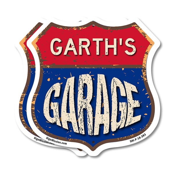Signmission Garth's Garage, 18 inch X 18 inch, Plastic Sign, 2PK - SHI-P-2PACK-18-383-GARTH