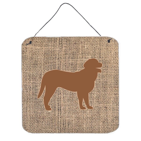Micasa Curly Coated Retriever Burlap And Brown Aluminium Metal Wall Or Door Hanging Prints - MI237031