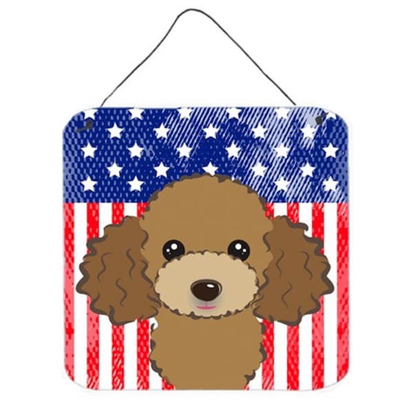 Carolines Treasures American Flag and Chocolate Brown Poodle Wall or Door Hanging Prints - BB2186DS66