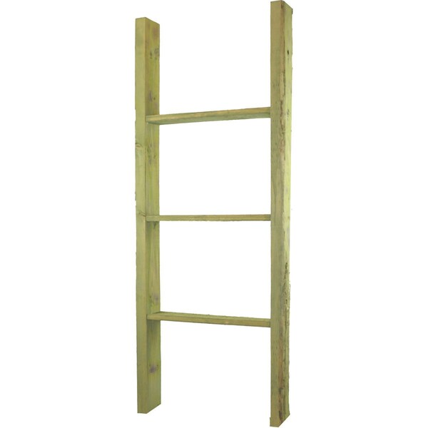 Ekena Millwork 19"W x 48"H x 3 1/2"D Vintage Farmhouse 3 Rung Ladder, Barnwood Decor Collection, Restoration Green - DECR019X048X04LDRGR