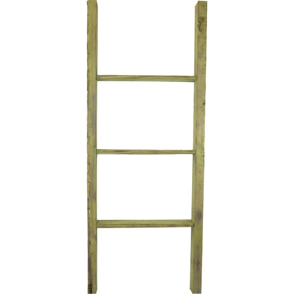 Ekena Millwork 19"W x 48"H x 3 1/2"D Vintage Farmhouse 3 Rung Ladder, Barnwood Decor Collection, Restoration Green - DECR019X048X04LDRGR