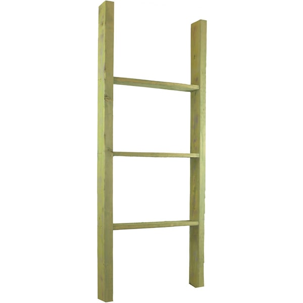 Ekena Millwork 19"W x 48"H x 3 1/2"D Vintage Farmhouse 3 Rung Ladder, Barnwood Decor Collection, Restoration Green - DECR019X048X04LDRGR