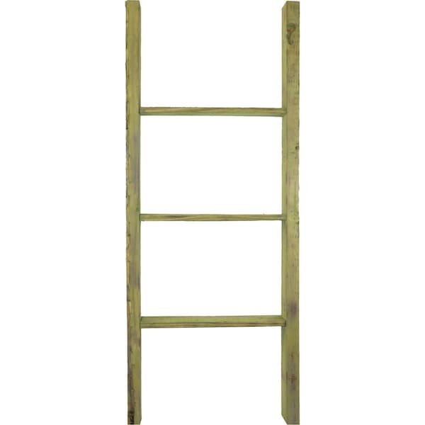 Ekena Millwork 19"W x 48"H x 3 1/2"D Vintage Farmhouse 3 Rung Ladder, Barnwood Decor Collection, Restoration Green - DECR019X048X04LDRGR