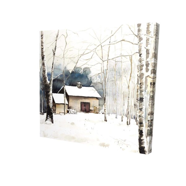 Begin Home Decor 16 x 16 in. Small Winter Barn-Print on Canvas - 2080-1616-LA150
