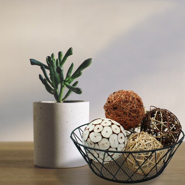 Blue Donuts Decorative Balls for Bowls, Vases, Assorted Wicker Balls, 6 Pack - BD3486651