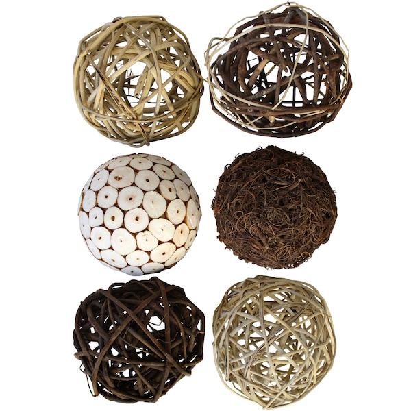 Blue Donuts Decorative Balls for Bowls, Vases, Assorted Wicker Balls, 6 Pack - BD3486651
