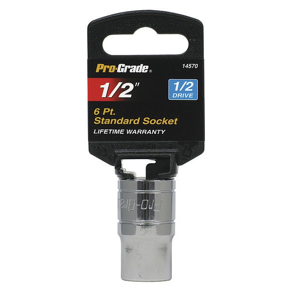 Pro-Grade Tools Socket, 1/2"Dr., 6Pt., 1/2" - 14570