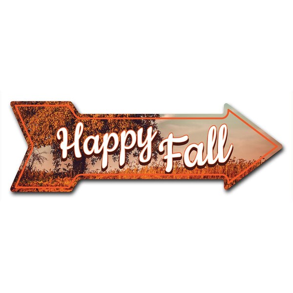 Signmission Happy Fall Arrow Decal Funny Home Decor 18in Wide - D-A-999830