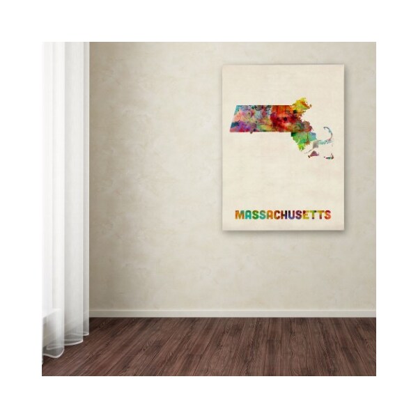 Trademark Fine Art Michael Tompsett 'Massachusetts Map' Canvas Art, 18x24 - MT0350-C1824GG