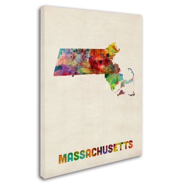 Trademark Fine Art Michael Tompsett 'Massachusetts Map' Canvas Art, 18x24 - MT0350-C1824GG
