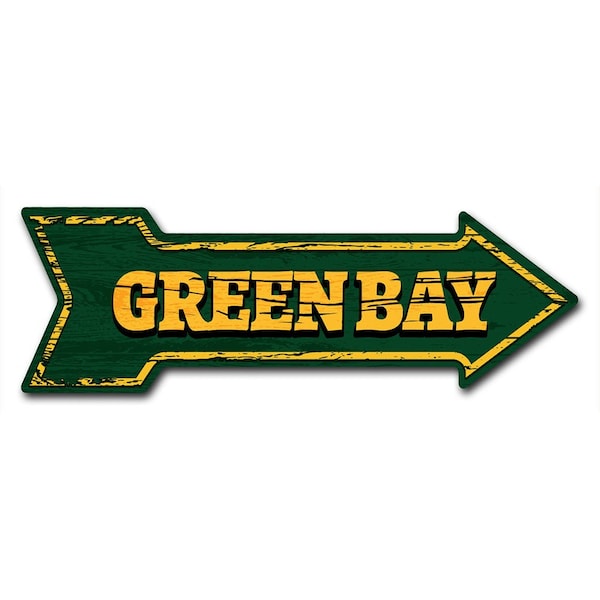Signmission Green Bay Arrow Decal Funny Home Decor 18in Wide - D-A-999838