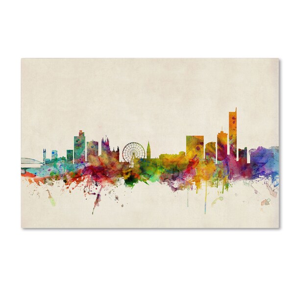 Trademark Fine Art Michael Tompsett 'Manchester England Skyline' Canvas Art, 16x24 - MT0435-C1624GG