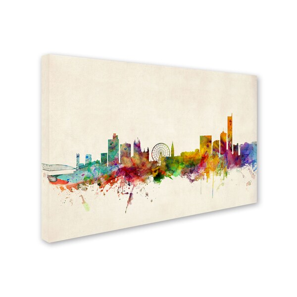 Trademark Fine Art Michael Tompsett 'Manchester England Skyline' Canvas Art, 16x24 - MT0435-C1624GG