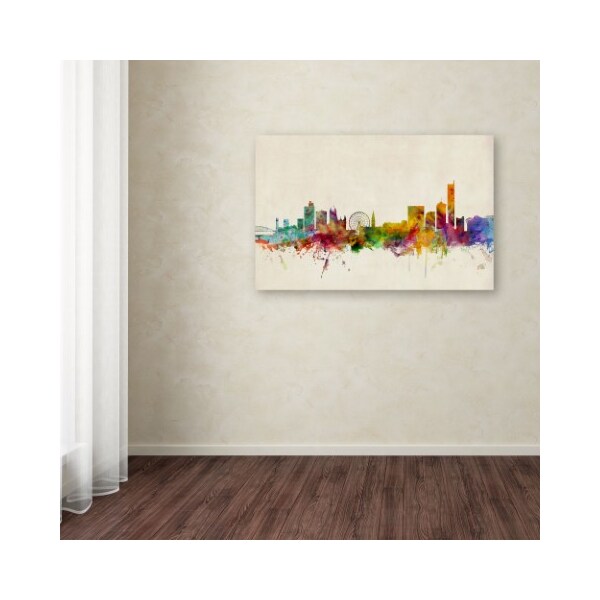 Trademark Fine Art Michael Tompsett 'Manchester England Skyline' Canvas Art, 16x24 - MT0435-C1624GG