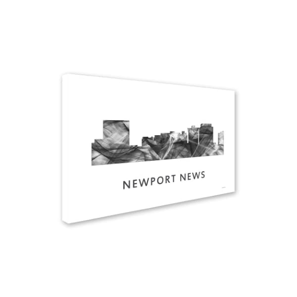 Trademark Fine Art Marlene Watson 'Newport News Virginia Skyline WB-BW' Canvas Art, 30x47 - MW0470-C3047GG