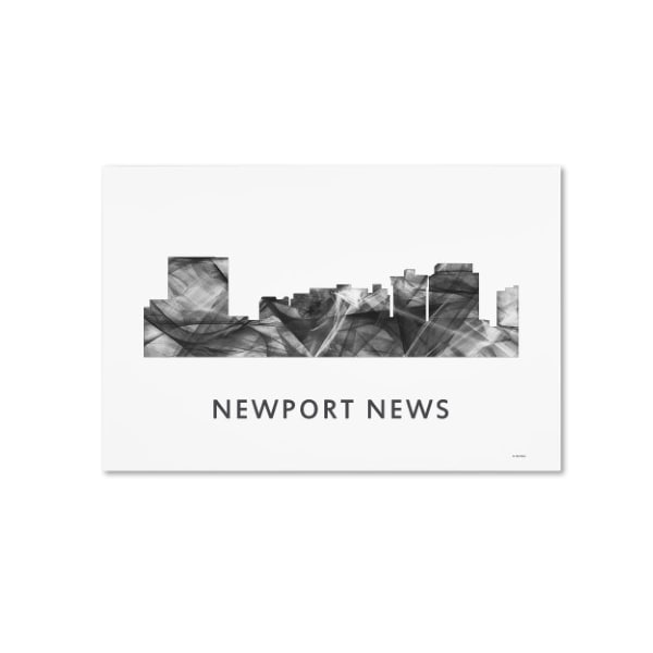 Trademark Fine Art Marlene Watson 'Newport News Virginia Skyline WB-BW' Canvas Art, 30x47 - MW0470-C3047GG