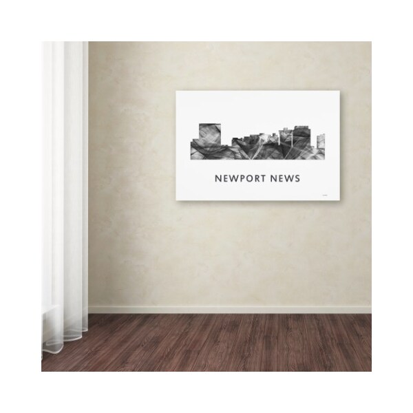 Trademark Fine Art Marlene Watson 'Newport News Virginia Skyline WB-BW' Canvas Art, 30x47 - MW0470-C3047GG