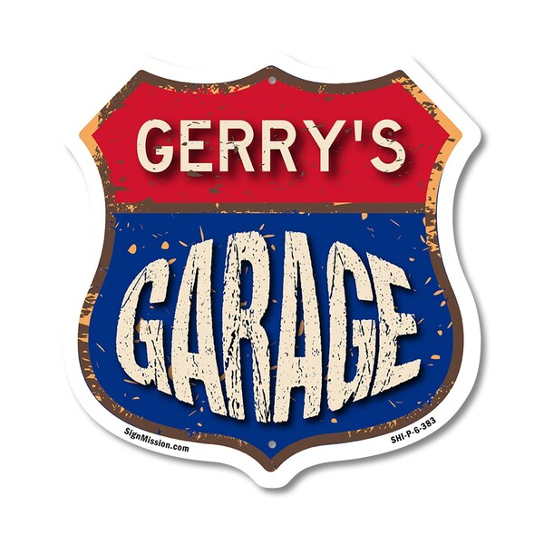 Signmission Gerry's Garage, 6 Inch X 6 Inch, Plastic Sign - SHI-P-6-383-GERRY