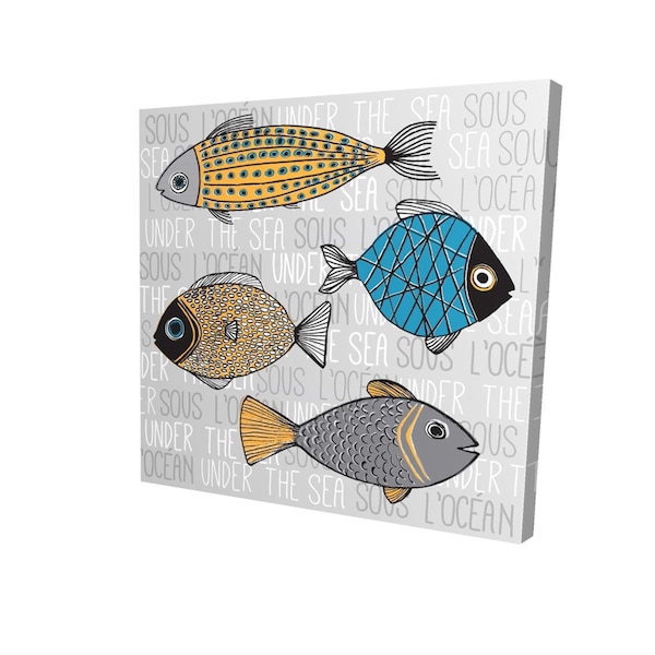 Begin Home Decor 16 x 16 in. Fishes Illustration-Print on Canvas - 2080-1616-AN192