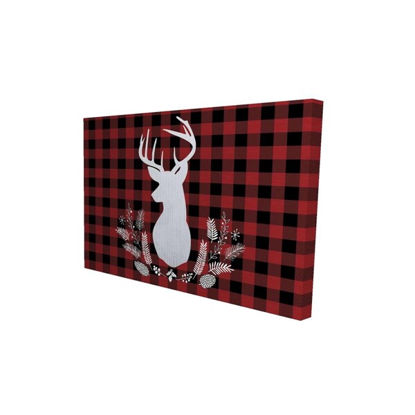 Begin Home Decor 12 x 18 in. Deer Plaid-Print on Canvas - 2080-1218-HO2