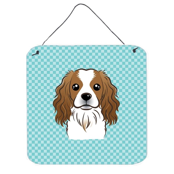 Micasa Checkerboard Blue Cavalier Spaniel Aluminum Metal Wall Or Door Hanging Prints6 x 6 In. - MI250722