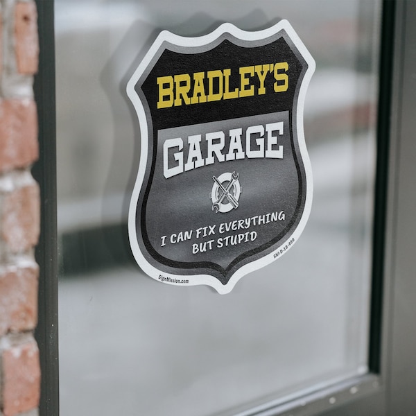 Signmission Bradley's Garage I Can Fix Everything But Stupid, 4 inch X 4 inch, Vinyl Decal, 2PK - SHI-D-2PACK-4-490-BRADLEY