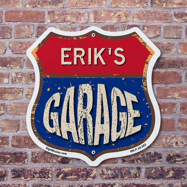 Signmission Erik's Garage, 12 Inch X 12 Inch, Plastic Sign - SHI-P-12-383-ERIK