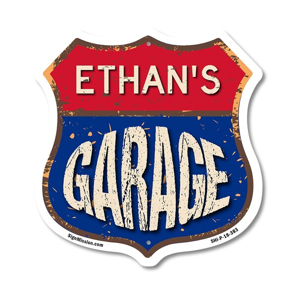 Signmission Ethan's Garage, 18 Inch X 18 Inch, Plastic Sign - SHI-P-18-383-ETHAN