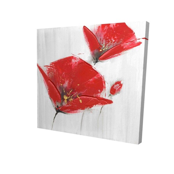 Fondo 12 x 12 in. Three Red Flowers with Golden Center-Print on Canvas - FO2793465