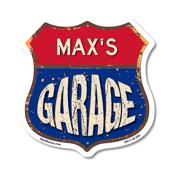 Signmission Max's Garage, 18 Inch X 18 Inch, Plastic Sign - SHI-P-18-383-MAX