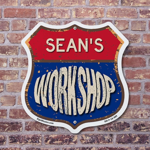 Signmission Sean's Workshop, 18 inch X 18 inch, Plastic Sign, 2PK - SHI-P-2PACK-18-489-SEAN