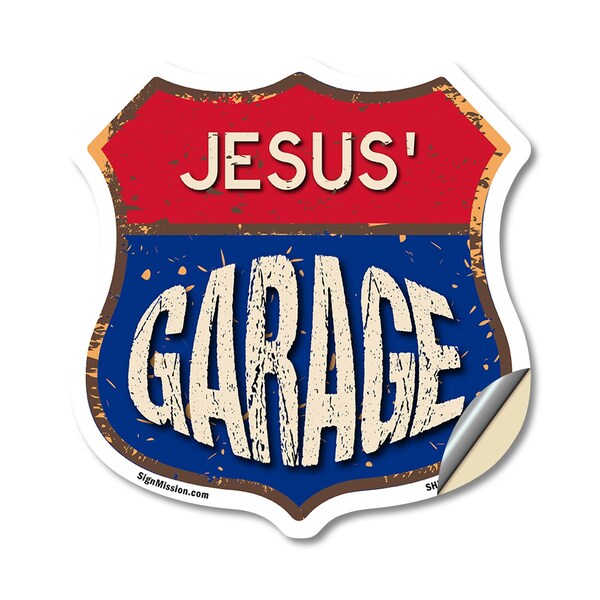 Signmission Jesus's Garage, 18 Inch X 18 Inch, Vinyl Decal - SHI-D-18-383-JESUS