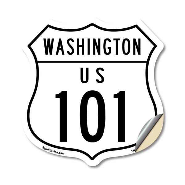Signmission Washington Route Marker Shield Sign Us 1, 18 Inch X 18 Inch, Vinyl Decal - SHI-D-18-475