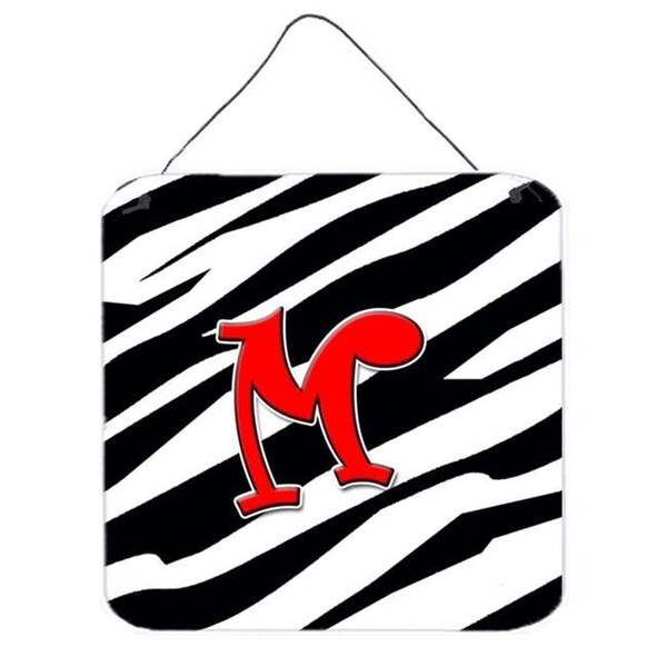 Jensendistributionservices Letter M Initial Monogram - Zebra Red Aluminium Metal Wall Or Door Hanging Prints - MI236432