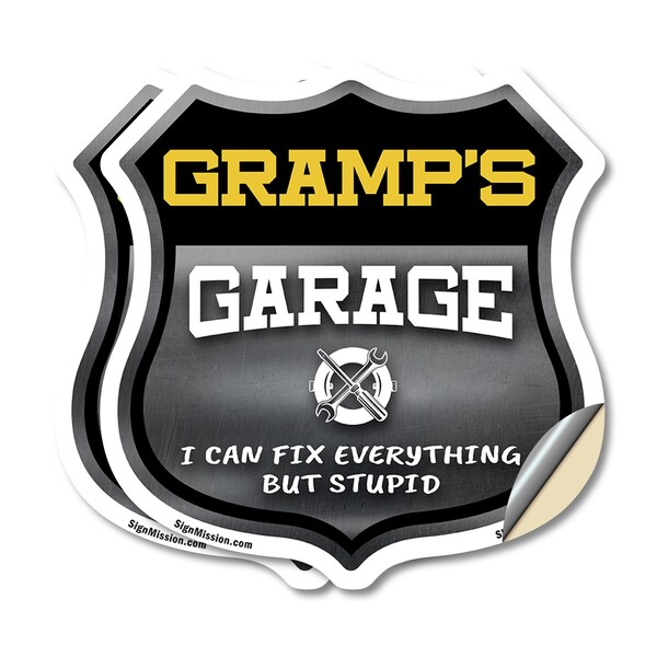 Signmission Gramp's Garage I Can Fix Everything But Stupid, 6 inch X 6 inch, Vinyl Decal, 2PK - SHI-D-2PACK-6-490-GRAMP