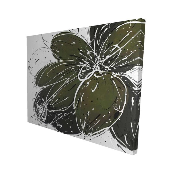 Begin Home Decor 16 x 20 in. Green Flower with Splash Outline-Print on Canvas - 2080-1620-FL201