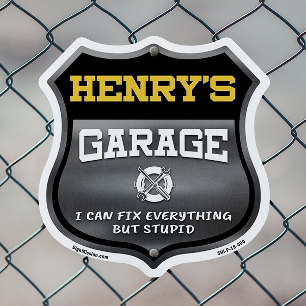 Signmission Henry's Garage I Can Fix Everything But Stupid, 6 inch X 6 inch, Plastic Sign, 2PK - SHI-P-2PACK-6-490-HENRY