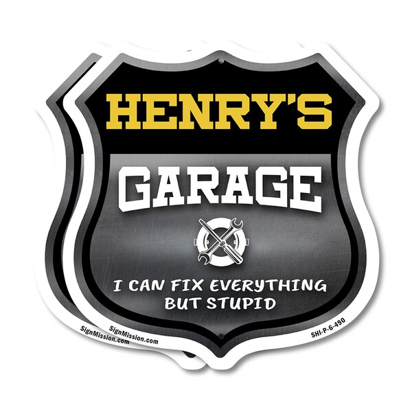 Signmission Henry's Garage I Can Fix Everything But Stupid, 6 inch X 6 inch, Plastic Sign, 2PK - SHI-P-2PACK-6-490-HENRY