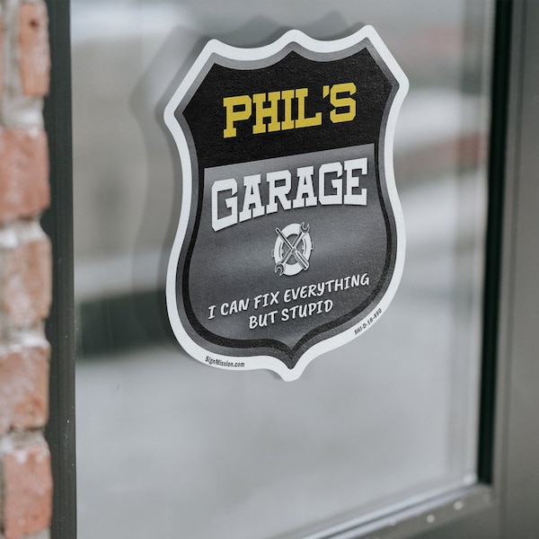 Signmission Phil's Garage I Can Fix Everything But Stupid, 4 inch X 4 inch, Vinyl Decal, 2PK - SHI-D-2PACK-4-490-PHIL