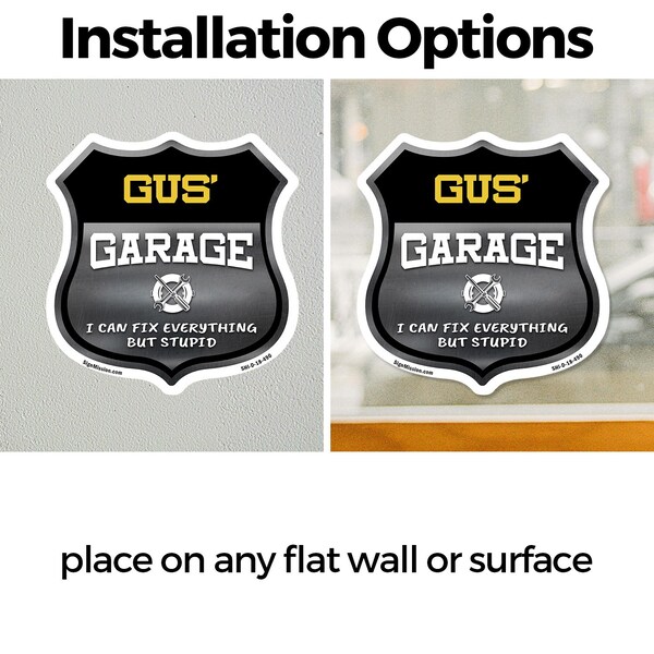 Signmission Gus's Garage I Can Fix Everything But Stupid, 4 inch X 4 inch, Vinyl Decal, 5PK - SHI-D-5PACK-4-490-GUS