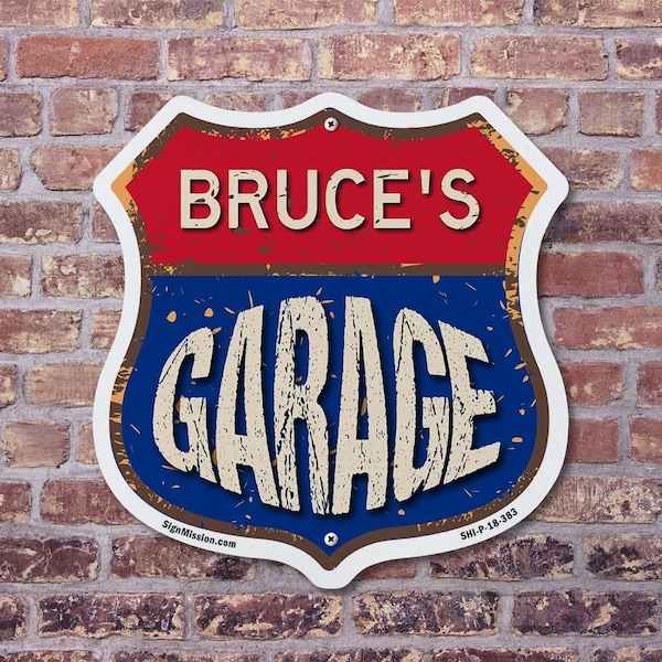 Signmission Bruce's Garage, 18 inch X 18 inch, Plastic Sign, 2PK - SHI-P-2PACK-18-383-BRUCE