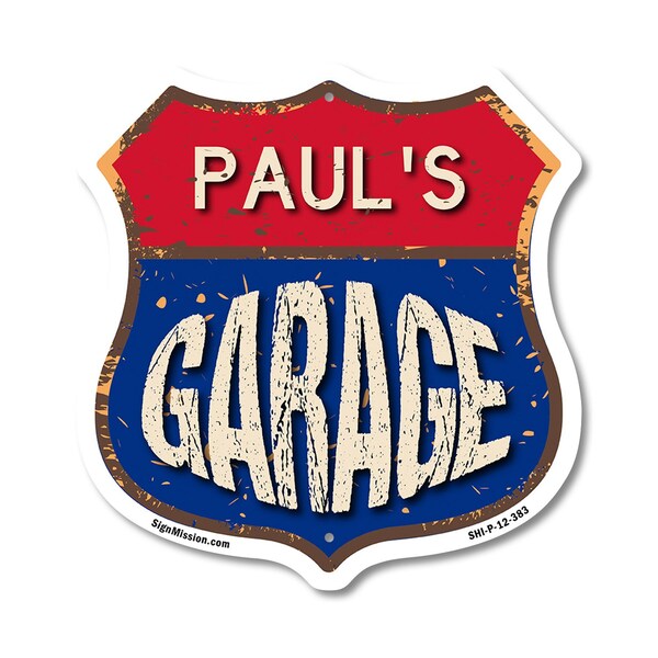 Signmission Paul's Garage, 12 Inch X 12 Inch, Plastic Sign - SHI-P-12-383-PAUL