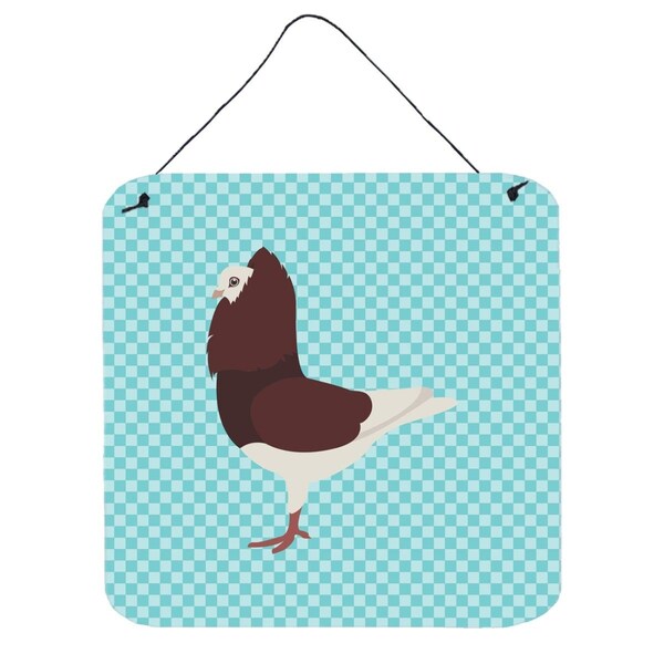 Micasa Capuchin Red Pigeon Blue Check Wall or Door Hanging Prints6 x 6 in. - MI231370