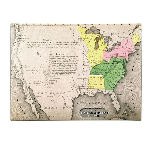 Trademark Fine Art 'Map of the United States in 1803' Canvas Art, 22x32 - BL00636-C2232GG