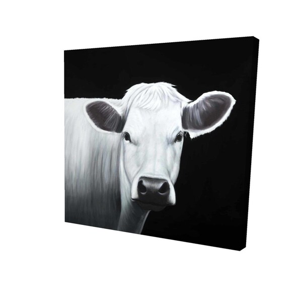 Fondo 32 x 32 in. White Cow-Print on Canvas - FO2795209