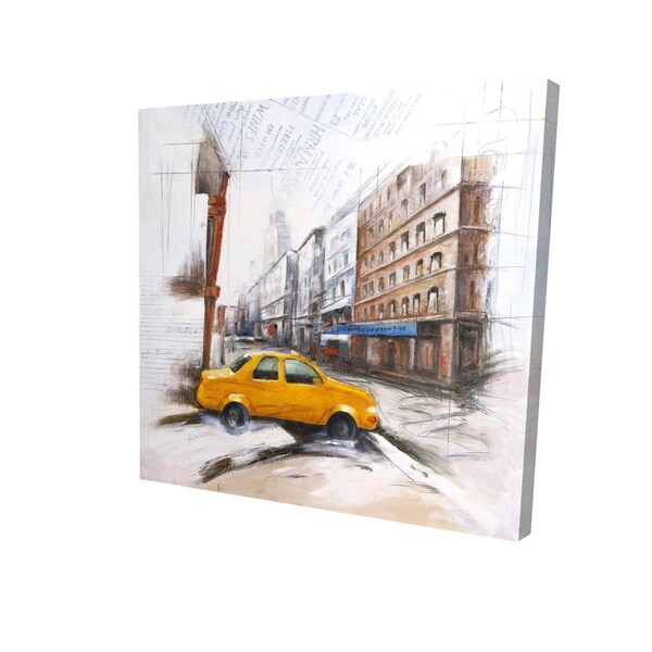 Begin Home Decor 16 x 16 in. Taxi in the Street Sketch-Print on Canvas - 2080-1616-CI197